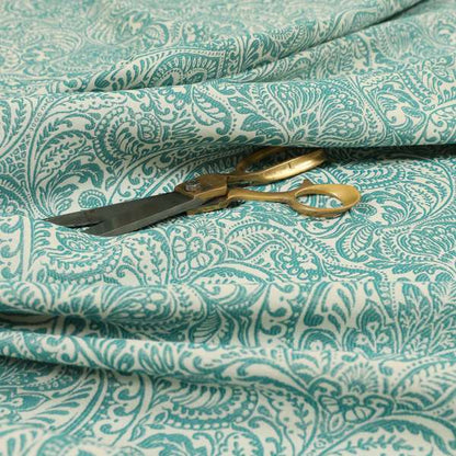 Zenith Collection In Smooth Chenille Finish Teal Green Colour Damask Pattern Upholstery Fabric CTR-227 - Made To Measure Curtains