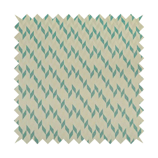 Zenith Collection In Smooth Chenille Finish Teal Green Colour Geometric Pattern Upholstery Fabric CTR-228