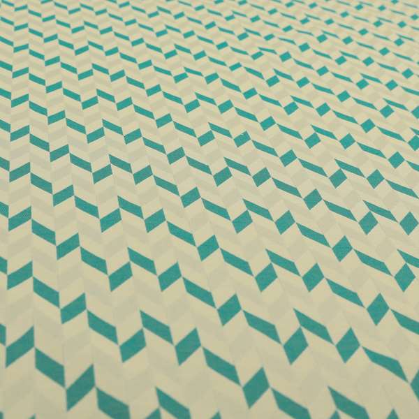 Zenith Collection In Smooth Chenille Finish Teal Green Colour Geometric Pattern Upholstery Fabric CTR-228 - Roman Blinds