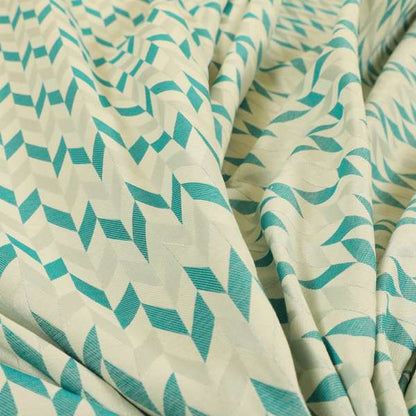 Zenith Collection In Smooth Chenille Finish Teal Green Colour Geometric Pattern Upholstery Fabric CTR-228 - Handmade Cushions