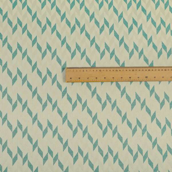 Zenith Collection In Smooth Chenille Finish Teal Green Colour Geometric Pattern Upholstery Fabric CTR-228 - Roman Blinds