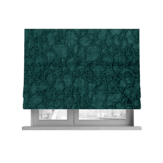Hammersmith Velvet Pattern Teal Upholstery Fabric CTR-2290 - Roman Blinds