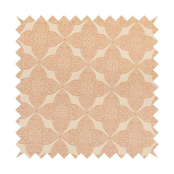 Zenith Collection In Smooth Chenille Finish Orange Colour Medallion Pattern Upholstery Fabric CTR-230 - Roman Blinds