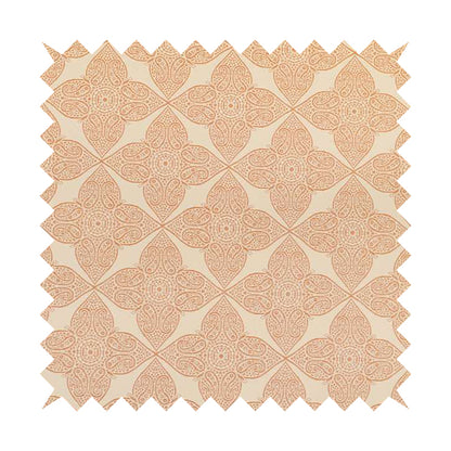 Zenith Collection In Smooth Chenille Finish Orange Colour Medallion Pattern Upholstery Fabric CTR-230