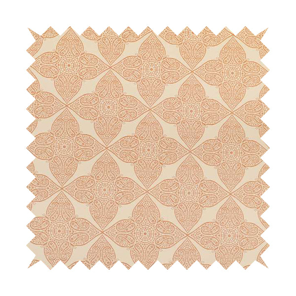 Zenith Collection In Smooth Chenille Finish Orange Colour Medallion Pattern Upholstery Fabric CTR-230 - Handmade Cushions