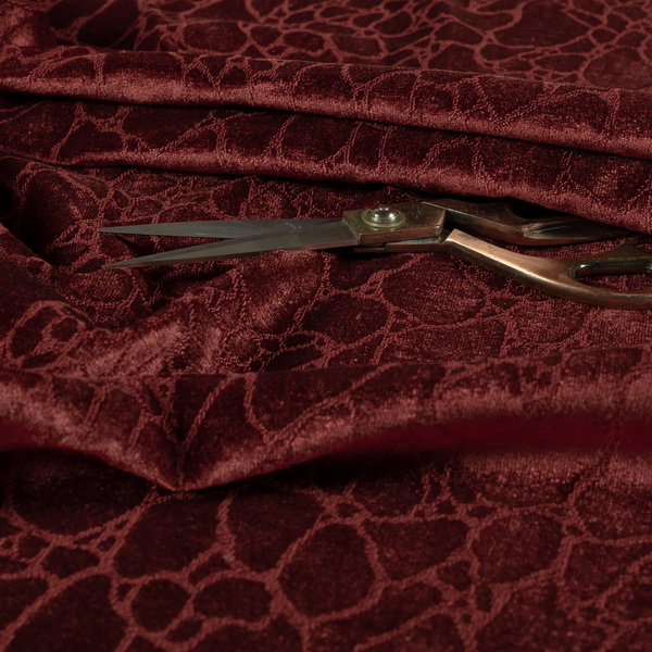 Hammersmith Velvet Pattern Burgundy Red Upholstery Fabric CTR-2301 - Roman Blinds