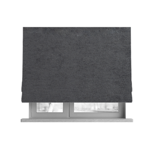 Tessuto Soft Chenille Plain Water Repellent Charcoal Grey Upholstery Fabric CTR-2305 - Roman Blinds