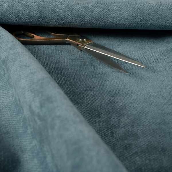 Tessuto Soft Chenille Plain Water Repellent Blue Upholstery Fabric CTR-2307 - Roman Blinds