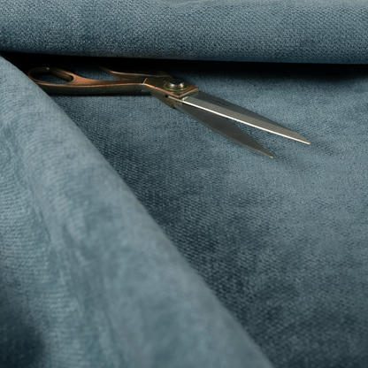 Tessuto Soft Chenille Plain Water Repellent Blue Upholstery Fabric CTR-2307 - Made To Measure Curtains