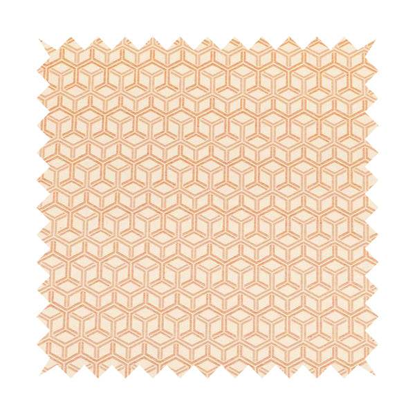 Zenith Collection In Smooth Chenille Finish Orange Colour 3D Cube Geometric Pattern Upholstery Fabric CTR-231 - Roman Blinds