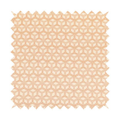 Zenith Collection In Smooth Chenille Finish Orange Colour 3D Cube Geometric Pattern Upholstery Fabric CTR-231 - Roman Blinds