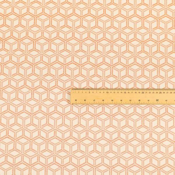 Zenith Collection In Smooth Chenille Finish Orange Colour 3D Cube Geometric Pattern Upholstery Fabric CTR-231 - Roman Blinds