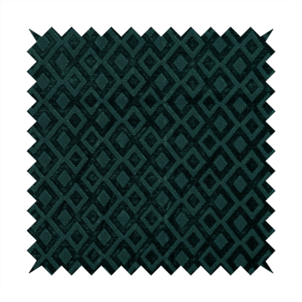 Camden Velvet Geometric Inspired Teal Upholstery Fabric CTR-2314 - Handmade Cushions