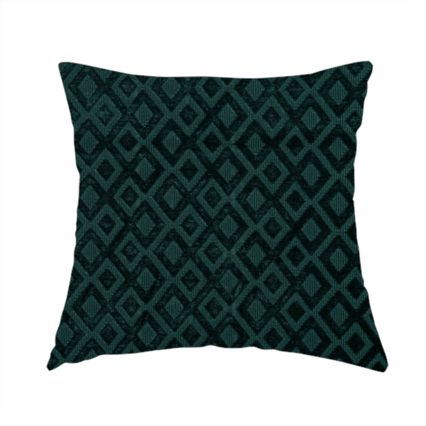 Camden Velvet Geometric Inspired Teal Upholstery Fabric CTR-2314 - Handmade Cushions