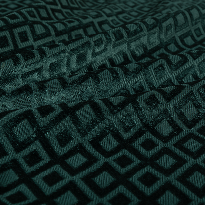 Camden Velvet Geometric Inspired Teal Upholstery Fabric CTR-2314 - Handmade Cushions