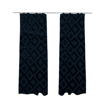 Camden Velvet Geometric Inspired Navy Upholstery Fabric CTR-2315 - Made To Measure Curtains