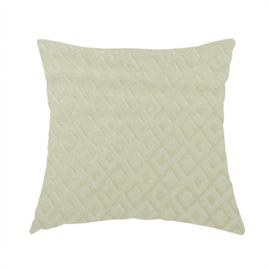 Camden Velvet Geometric Inspired Beige Upholstery Fabric CTR-2316 - Handmade Cushions