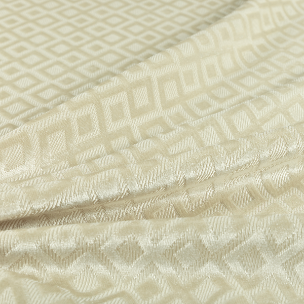 Camden Velvet Geometric Inspired Beige Upholstery Fabric CTR-2316 - Roman Blinds