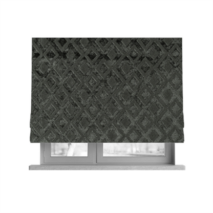Camden Velvet Geometric Inspired Grey Upholstery Fabric CTR-2317 - Roman Blinds
