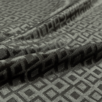 Camden Velvet Geometric Inspired Grey Upholstery Fabric CTR-2317