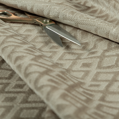 Camden Velvet Geometric Inspired Mink Brown Upholstery Fabric CTR-2318 - Roman Blinds