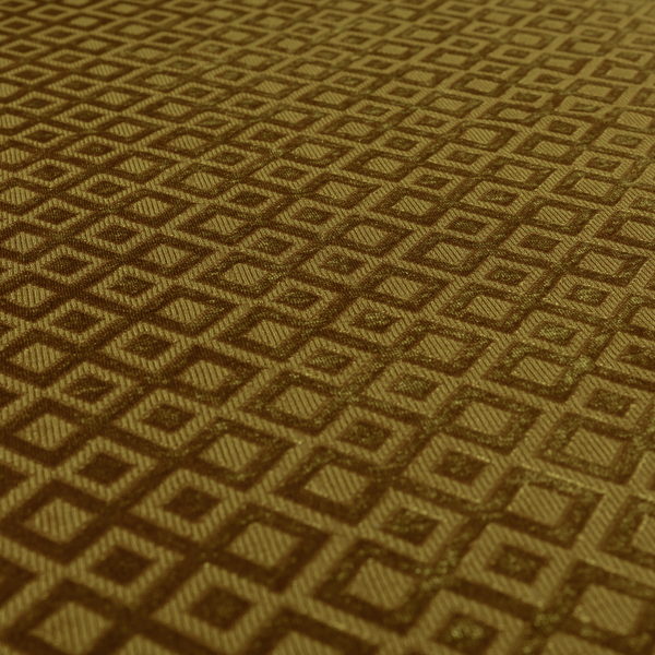 Camden Velvet Geometric Inspired Yellow Upholstery Fabric CTR-2319