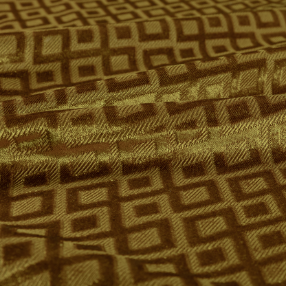 Camden Velvet Geometric Inspired Yellow Upholstery Fabric CTR-2319