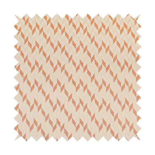 Zenith Collection In Smooth Chenille Finish Orange Colour Geometric Pattern Upholstery Fabric CTR-232