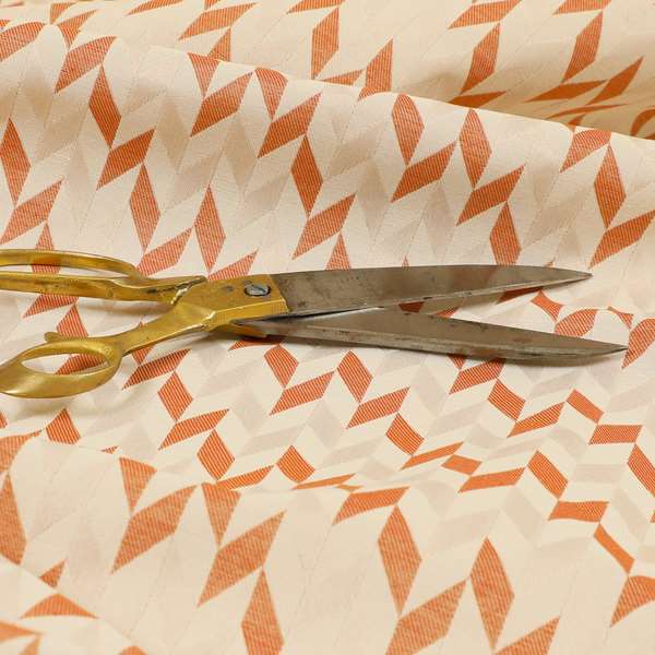 Zenith Collection In Smooth Chenille Finish Orange Colour Geometric Pattern Upholstery Fabric CTR-232 - Roman Blinds