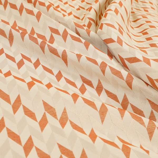 Zenith Collection In Smooth Chenille Finish Orange Colour Geometric Pattern Upholstery Fabric CTR-232 - Roman Blinds