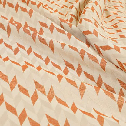 Zenith Collection In Smooth Chenille Finish Orange Colour Geometric Pattern Upholstery Fabric CTR-232 - Roman Blinds