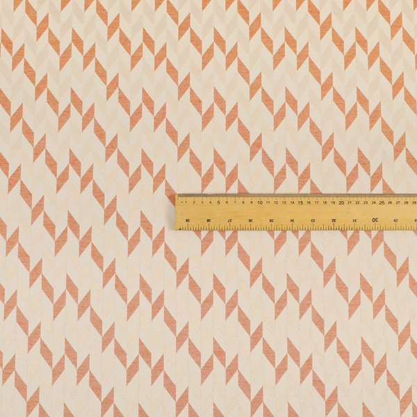 Zenith Collection In Smooth Chenille Finish Orange Colour Geometric Pattern Upholstery Fabric CTR-232 - Roman Blinds