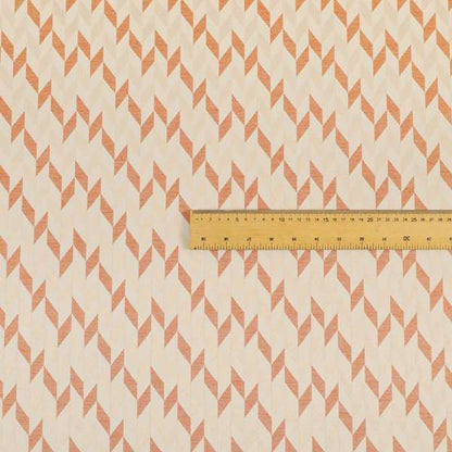 Zenith Collection In Smooth Chenille Finish Orange Colour Geometric Pattern Upholstery Fabric CTR-232 - Roman Blinds