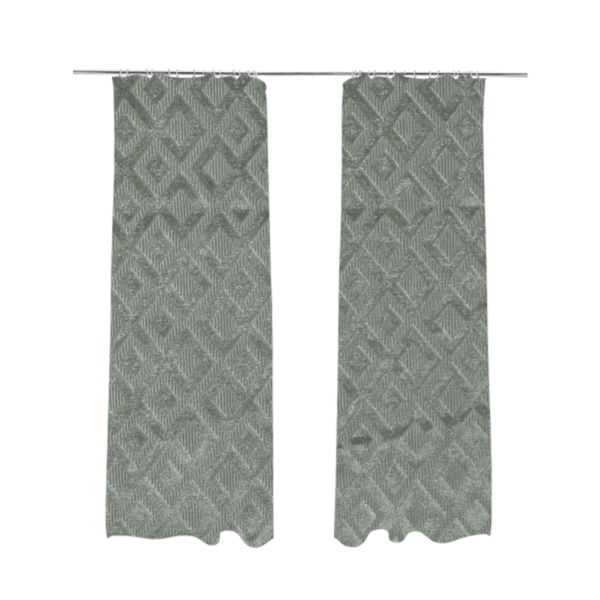 Camden Velvet Geometric Inspired Silver Upholstery Fabric CTR-2320 - Made To Measure Curtains