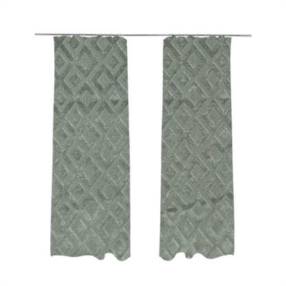 Camden Velvet Geometric Inspired Silver Upholstery Fabric CTR-2320 - Made To Measure Curtains