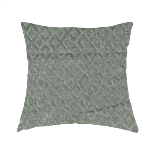 Camden Velvet Geometric Inspired Silver Upholstery Fabric CTR-2320 - Handmade Cushions