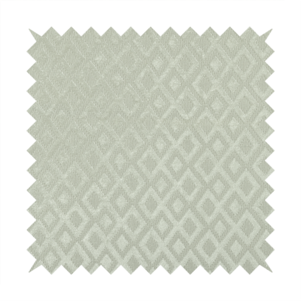 Camden Velvet Geometric Inspired White Upholstery Fabric CTR-2321