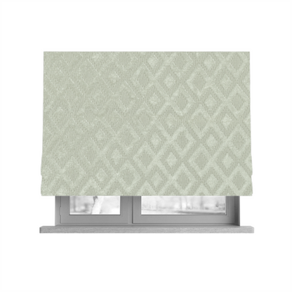 Camden Velvet Geometric Inspired White Upholstery Fabric CTR-2321 - Roman Blinds