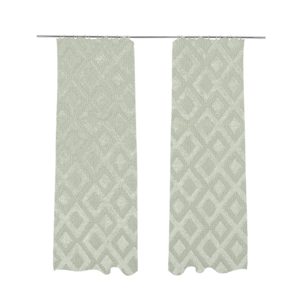 Camden Velvet Geometric Inspired White Upholstery Fabric CTR-2321 - Made To Measure Curtains