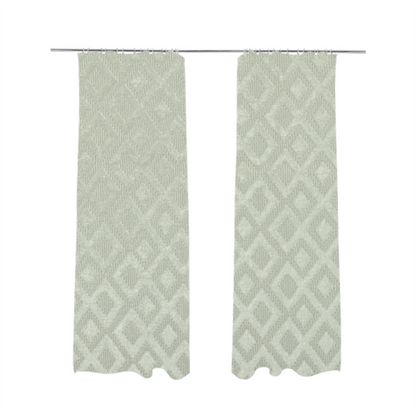 Camden Velvet Geometric Inspired White Upholstery Fabric CTR-2321 - Made To Measure Curtains