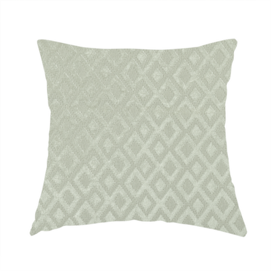 Camden Velvet Geometric Inspired White Upholstery Fabric CTR-2321 - Handmade Cushions