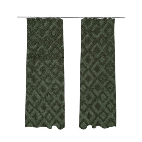 Camden Velvet Geometric Inspired Green Upholstery Fabric CTR-2322 - Made To Measure Curtains