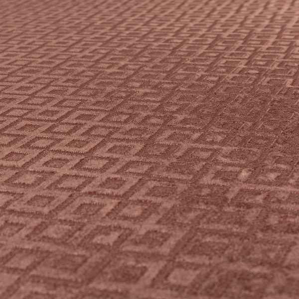 Camden Velvet Geometric Inspired Rose Pink Upholstery Fabric CTR-2323