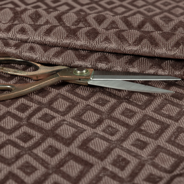 Camden Velvet Geometric Inspired Purple Upholstery Fabric CTR-2324 - Roman Blinds