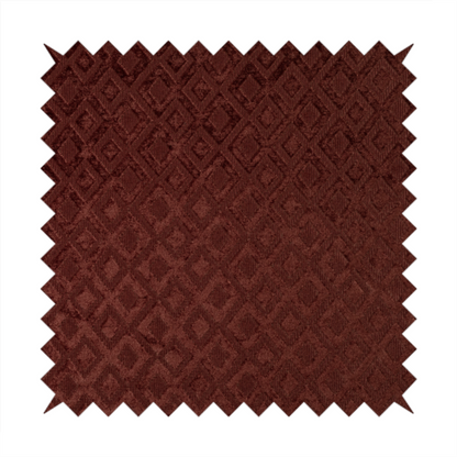 Camden Velvet Geometric Inspired Burgundy Red Upholstery Fabric CTR-2325 - Handmade Cushions