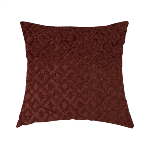 Camden Velvet Geometric Inspired Burgundy Red Upholstery Fabric CTR-2325 - Handmade Cushions