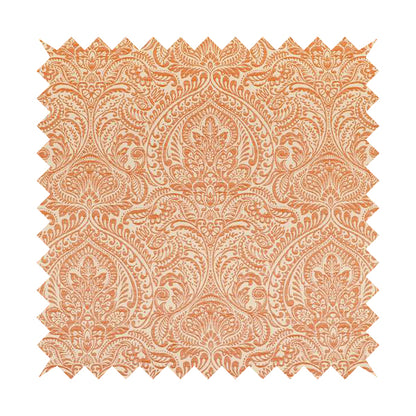 Zenith Collection In Smooth Chenille Finish Orange Colour Damask Pattern Upholstery Fabric CTR-233 - Made To Measure Curtains