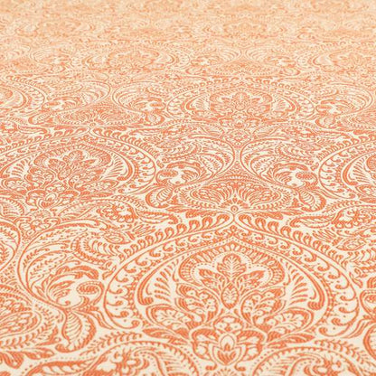 Zenith Collection In Smooth Chenille Finish Orange Colour Damask Pattern Upholstery Fabric CTR-233 - Roman Blinds