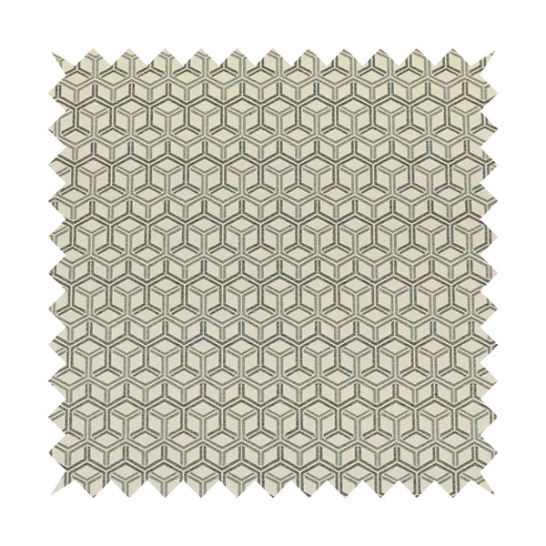 Zenith Collection In Smooth Chenille Finish Grey Black Colour 3D Cube Geometric Pattern Upholstery Fabric CTR-234 - Roman Blinds