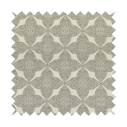 Zenith Collection In Smooth Chenille Finish Grey Black Colour Medallion Pattern Upholstery Fabric CTR-235 - Roman Blinds